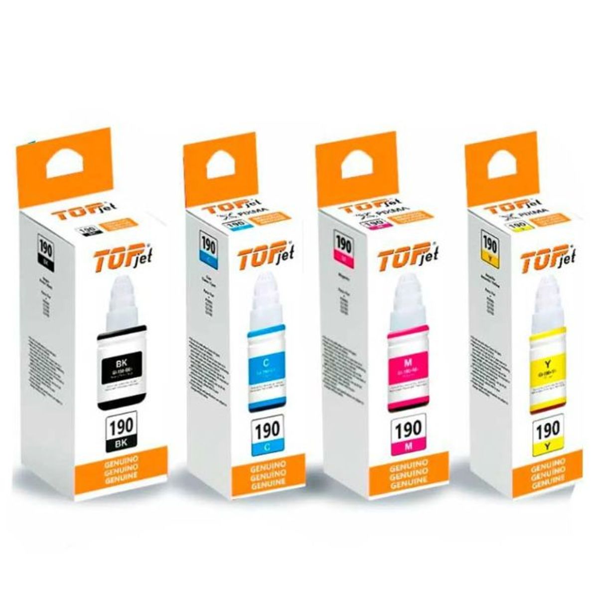 GENERICO - TINTA CANON GI-190 COMPATIBLE PACK DE 4 COLORES