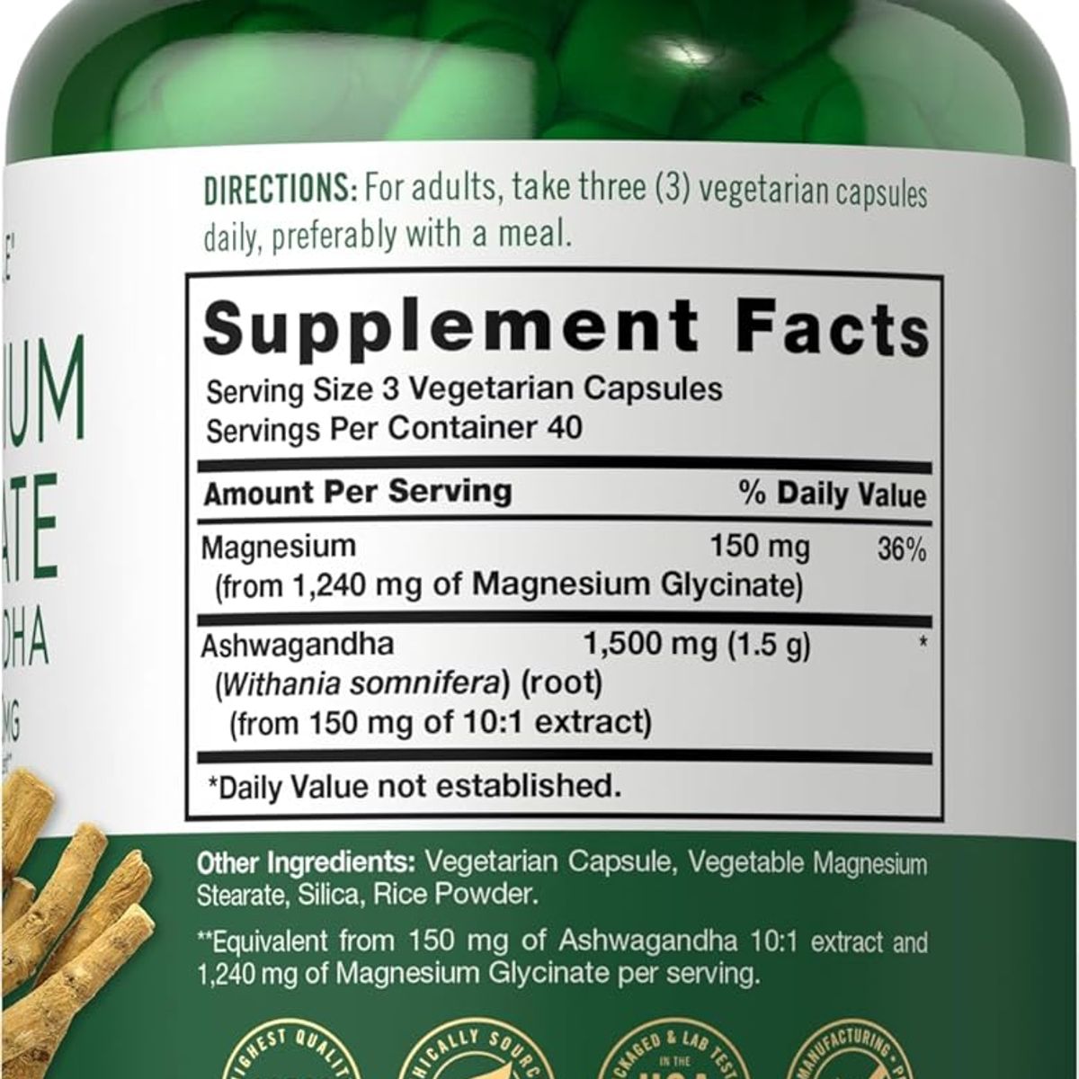 VITAMINA - Carlyle Magnesio y Ashwagandha sin gluten y OMG  organico puro