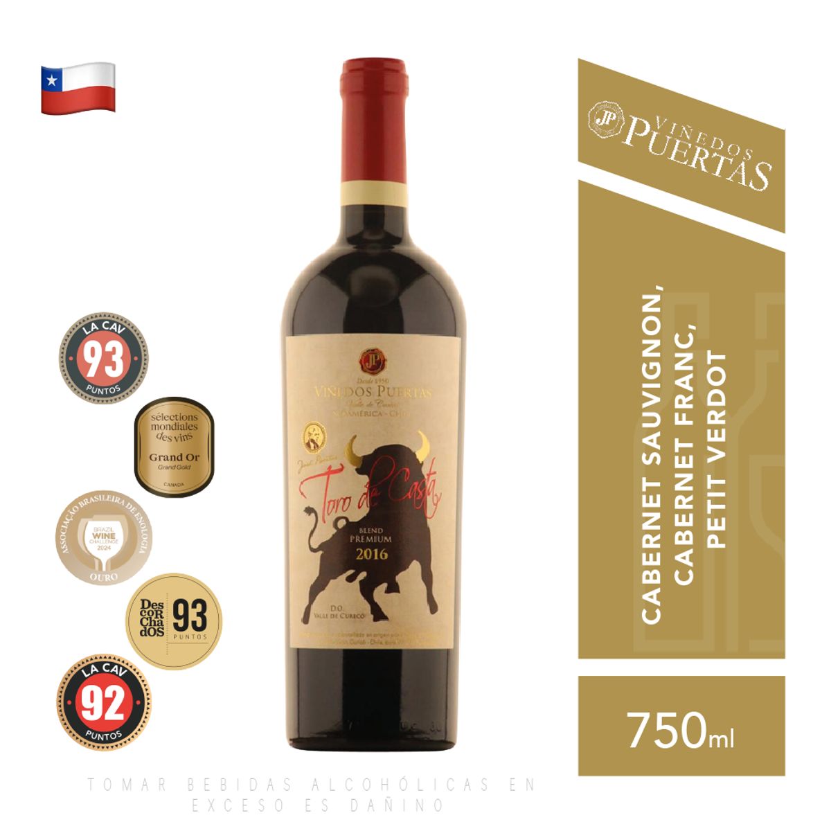 VIÑEDOS PUERTAS - Vino Blend Premium Toro de Casta 2016 - Viñedos Puertas