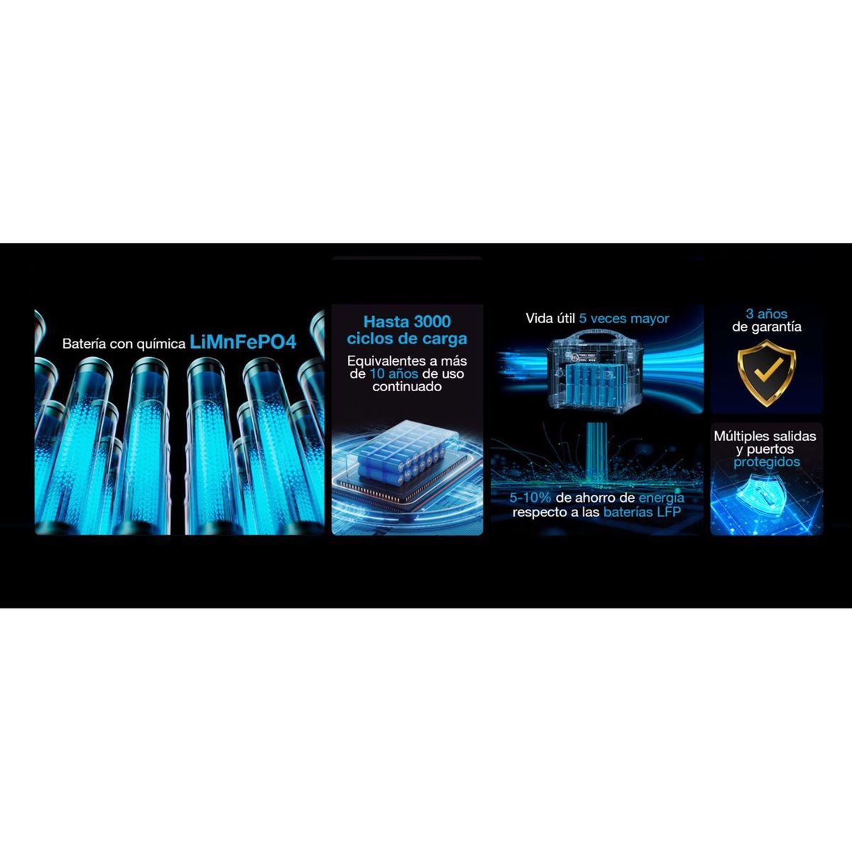 FORZA - Generador Eléctrico Forza FPP-T302 Portátil 8puertos 300W Batería LMFP