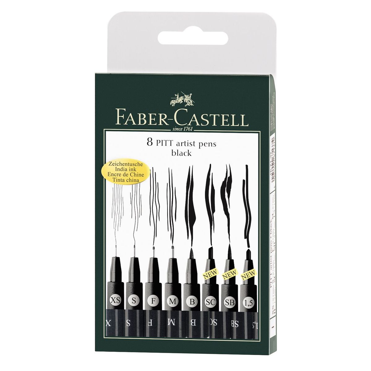 FABER-CASTELL - Set de Marcadores Pitt Artist Pen Negro x 8