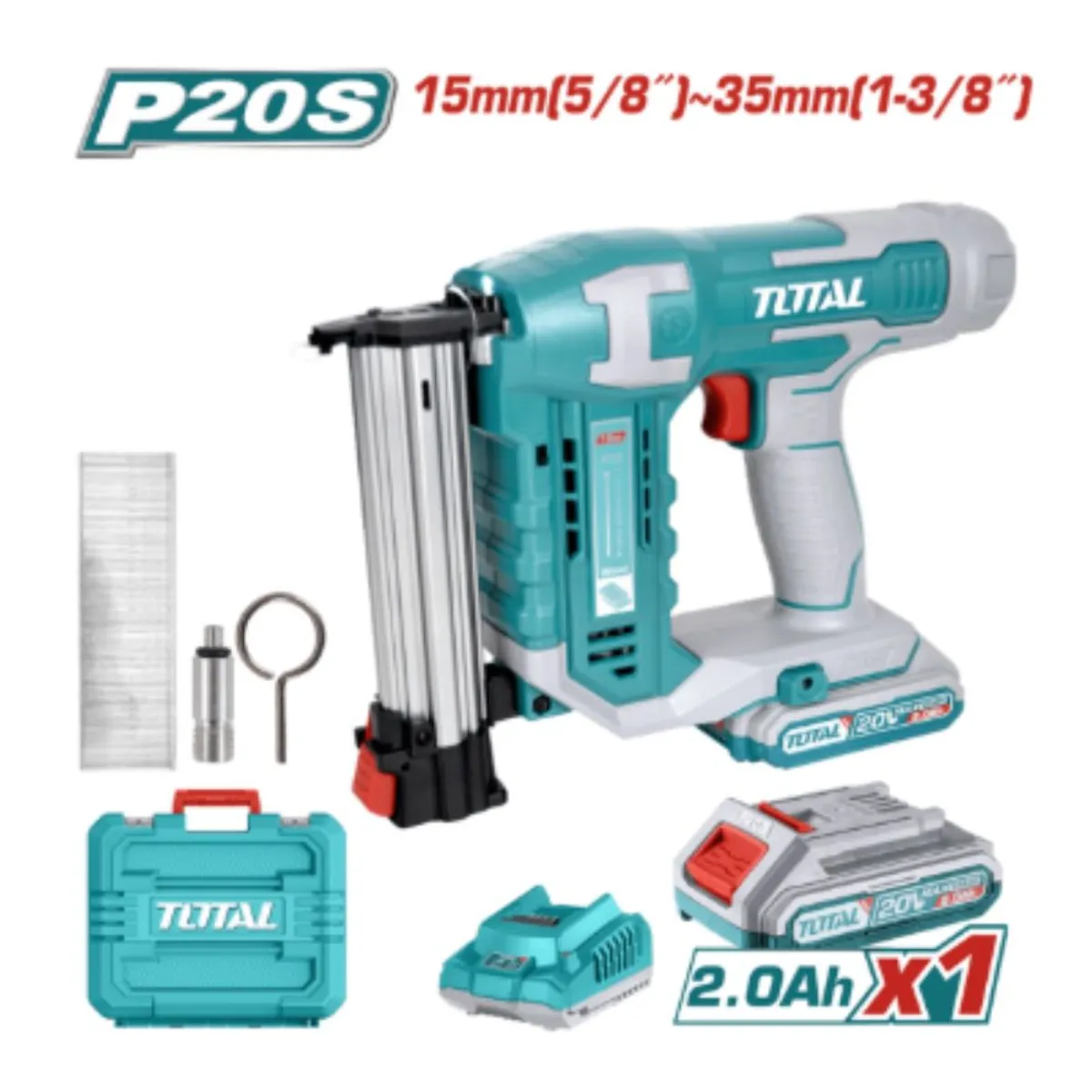 TOTAL TOOLS - Clavadora de Pared 20v Cargador y Batería 20AH Industrial -TCBNLI3508