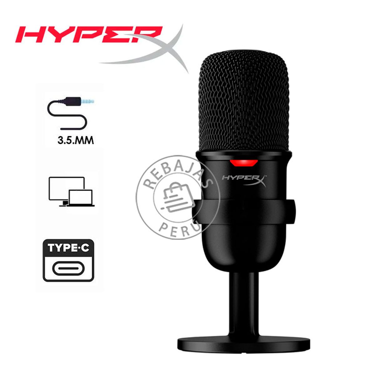 HYPERX - Micrófono HyperX SoloCast USB con Soporte Flexible y Ajustable PCPS5