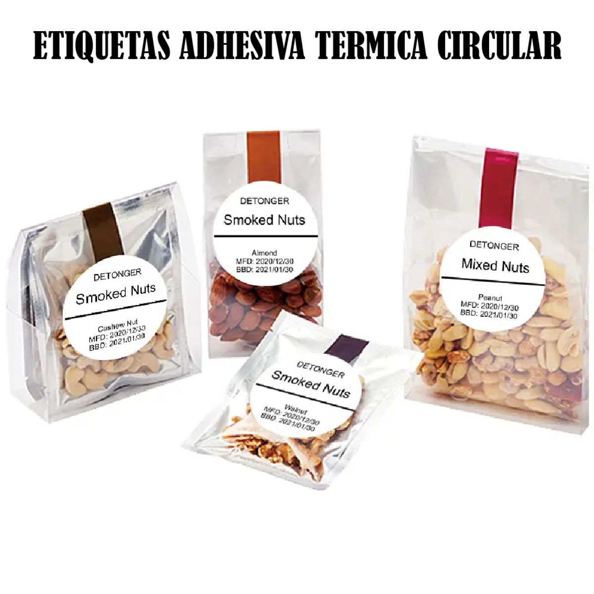 GENERICO - Etiqueta Termica Adhesiva Circular 4cm Pack 2 Rollos