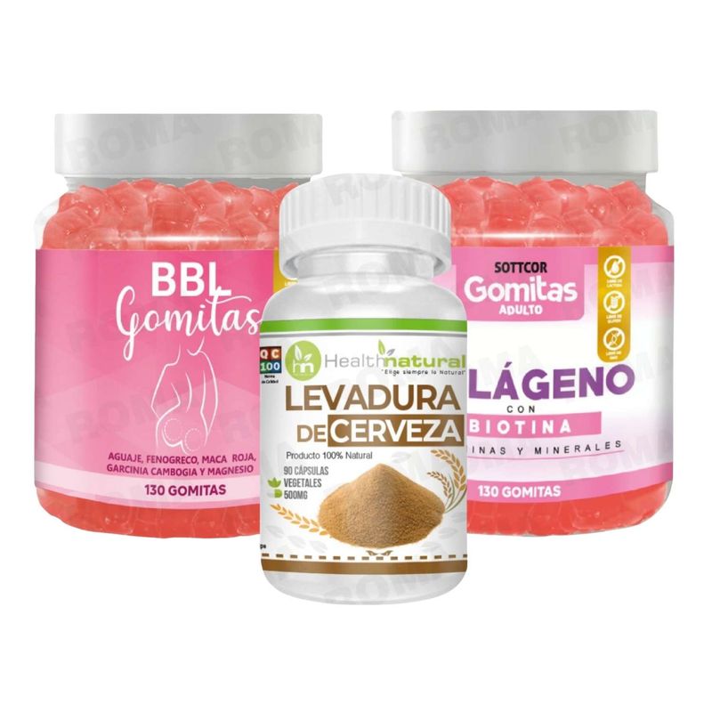 SOTTCOR LABS - GOMITAS AGUAJE BBL+GOMITAS COLÁGENO+LEVADURA DE CERVEZA HEALTHNATURAL