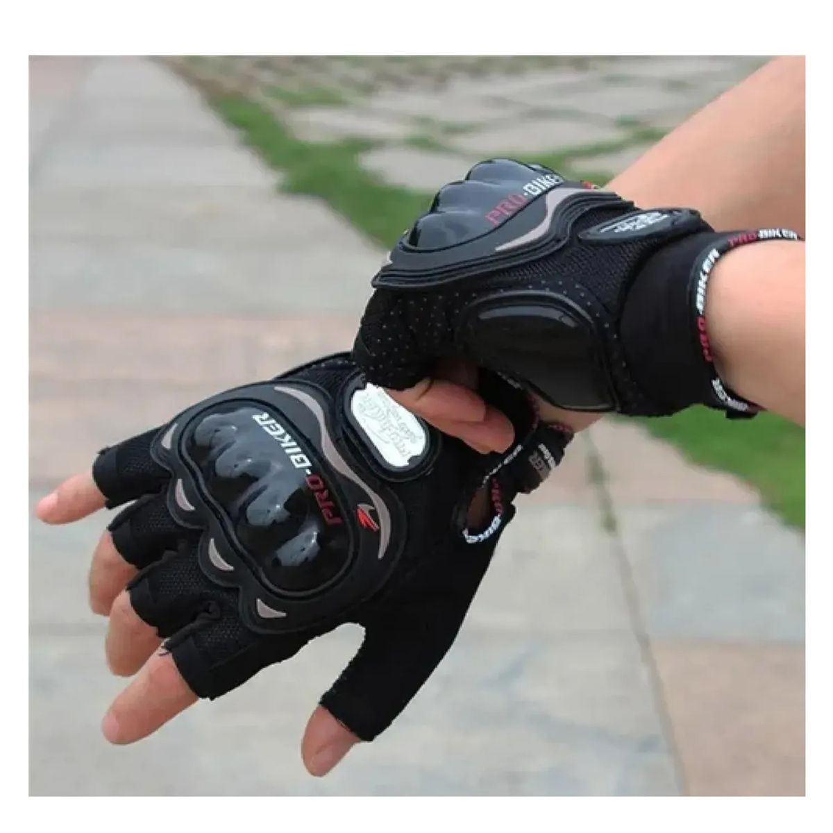 GENERICO - Guantes Pro Biker dedos cortos Deportivo toque elegante L