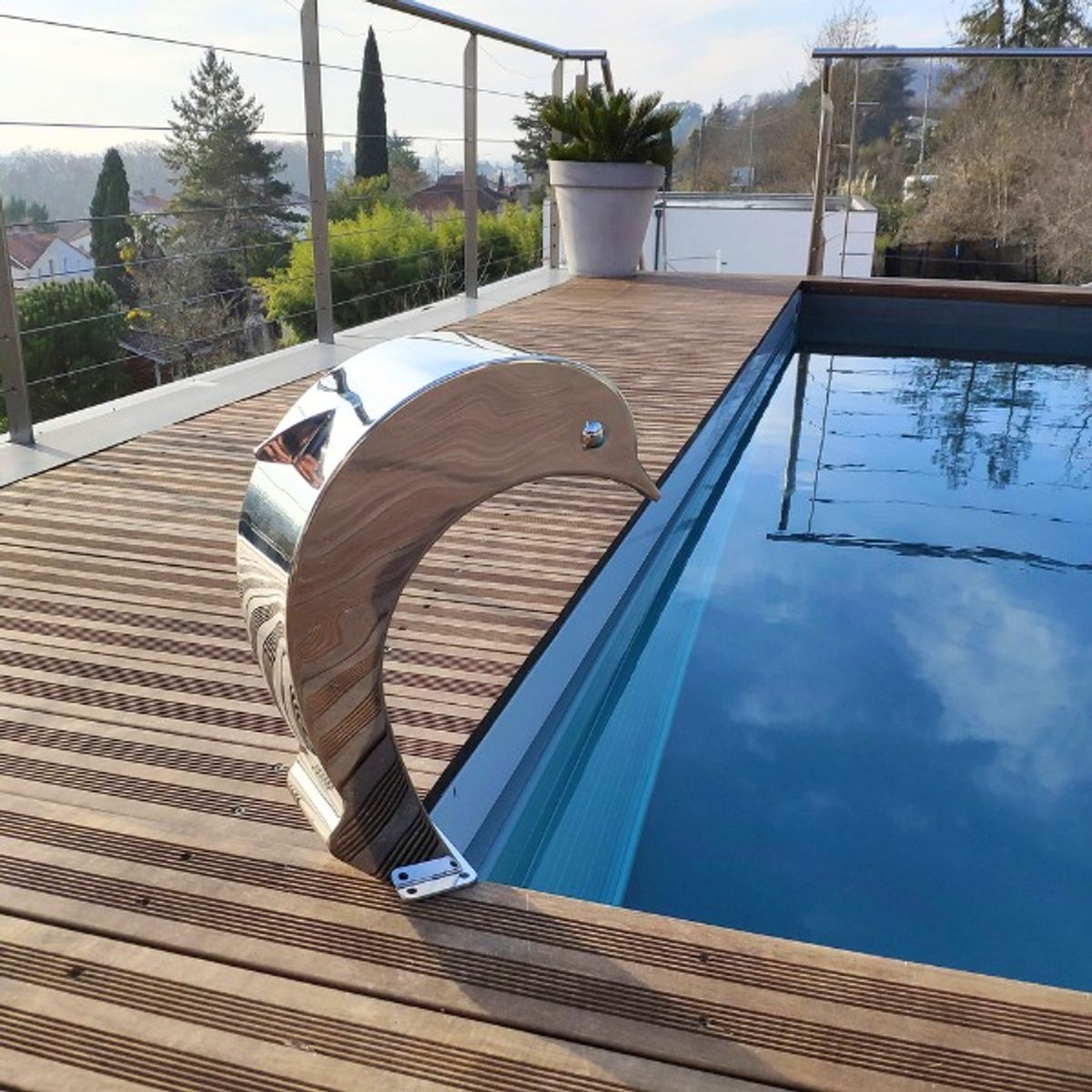 GENERICO - Cascada de Acero Inoxidable  para Piscinas Delfín  medidas 75 cm x40CM