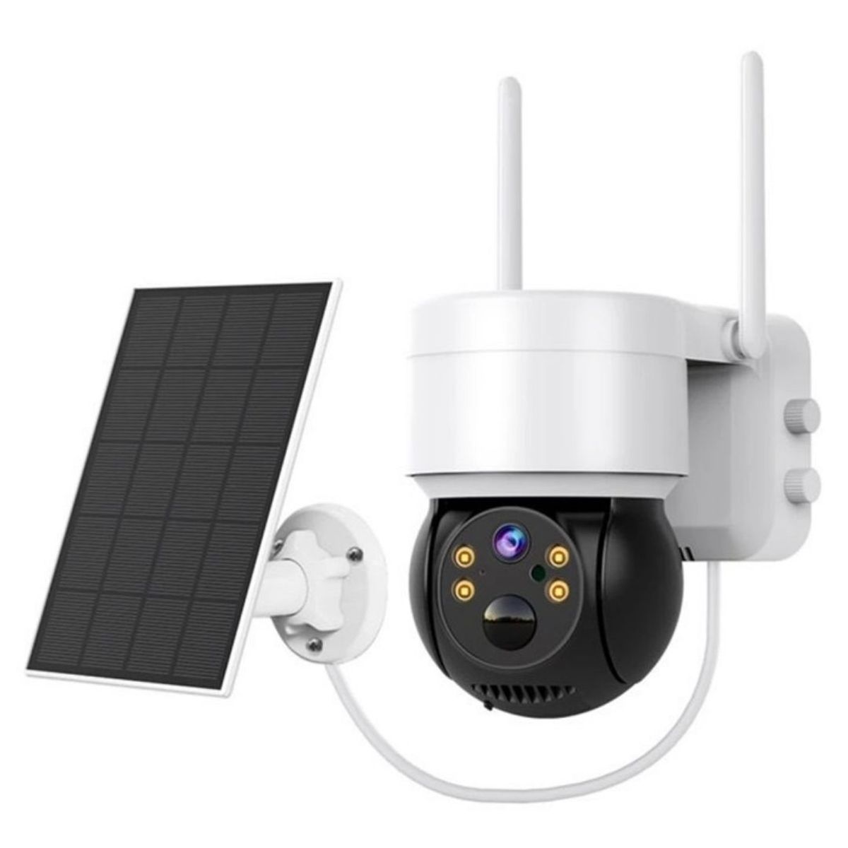 GENERICO - Cámara de Seguridad Solar WiFi 1080P PTZ 360° IP66 con Visión Nocturna Audio Alarma y Sirena