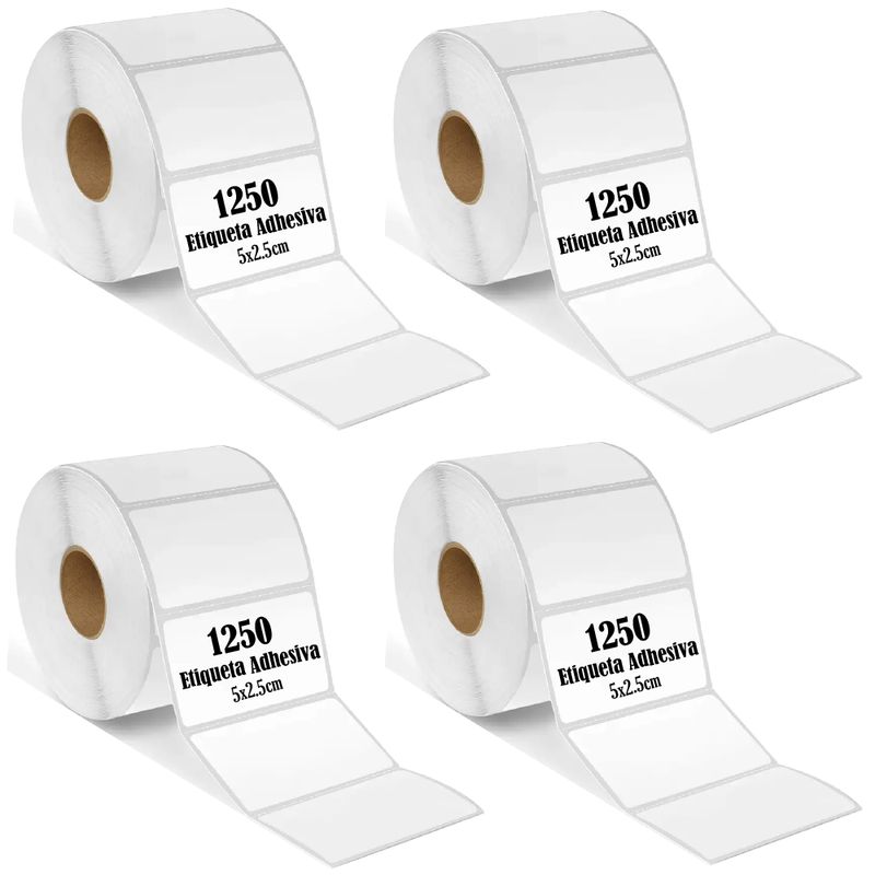 GENERICO - Etiqueta Termica Adhesiva 5x2.5cm Pack 4 Rollos