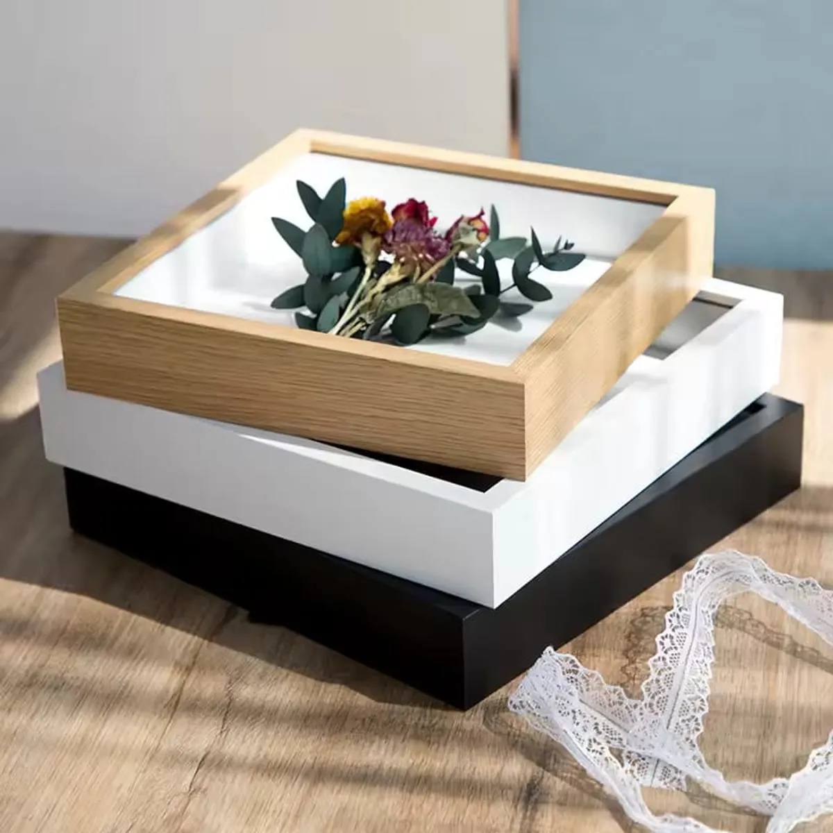 GENERICO - Cuadro blanco 3D  23x23x3 cm (no incluyen figuras)