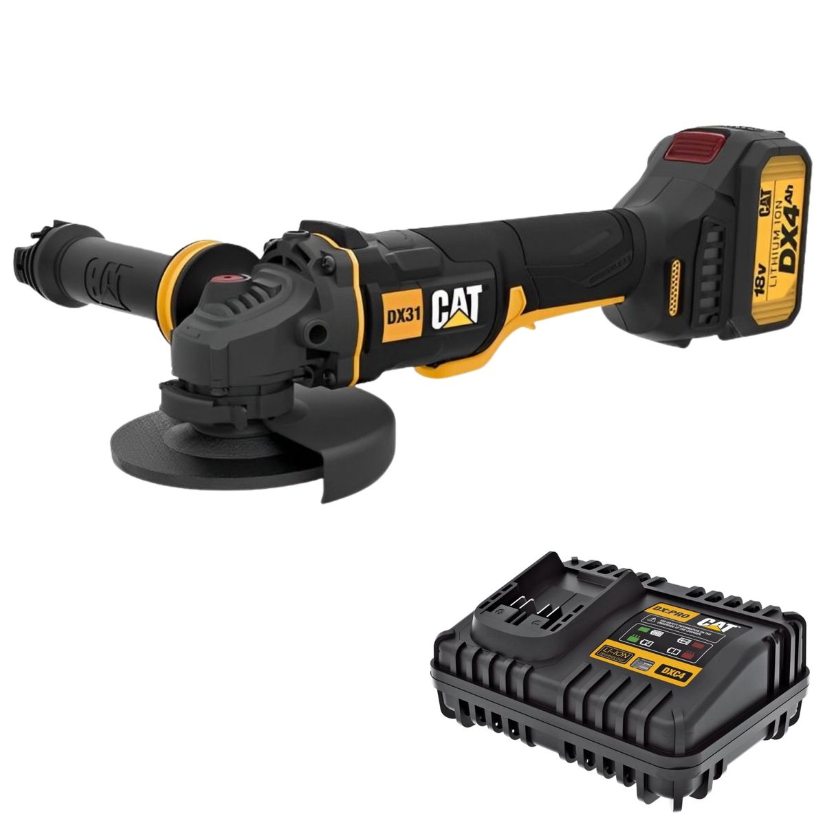 CAT - AMOLADORA INALAMBRICA BRUSHLESS 18V BATERIA 4A CAT 4 1/2"