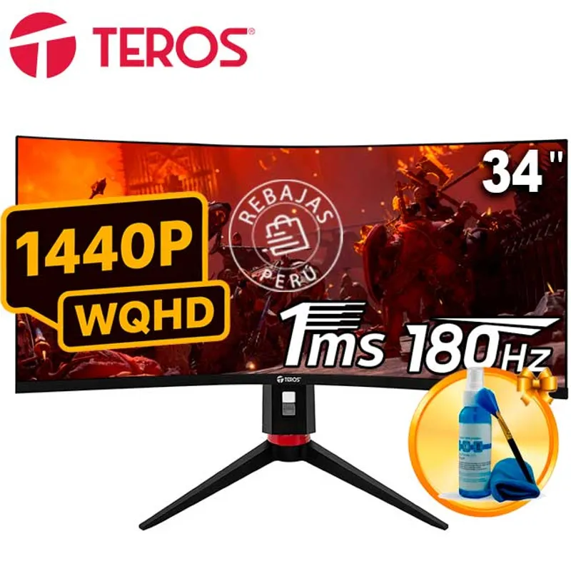 TEROS - Monitor Curvo TEROS TE-3412G 34″ UWQHD VA 180Hz HDMI 2.1 DP HDR Gratis