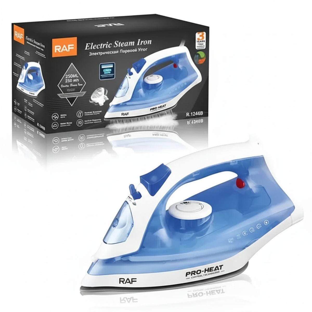 GENERICO - Plancha de Vapor RAF 2400W  Suela Cerámica Spray de Agua Vapor
