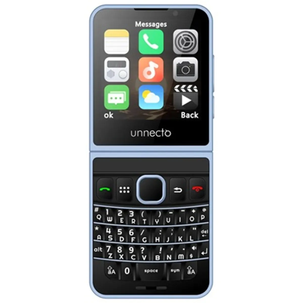 UNNECTO - TELEFONO UNNECTO SNAP PLEGABLE 2.5" LCD 48MB  /128MB STORAGE UP TO 32GB /  BLUE / CLOUD OS / TIPO C