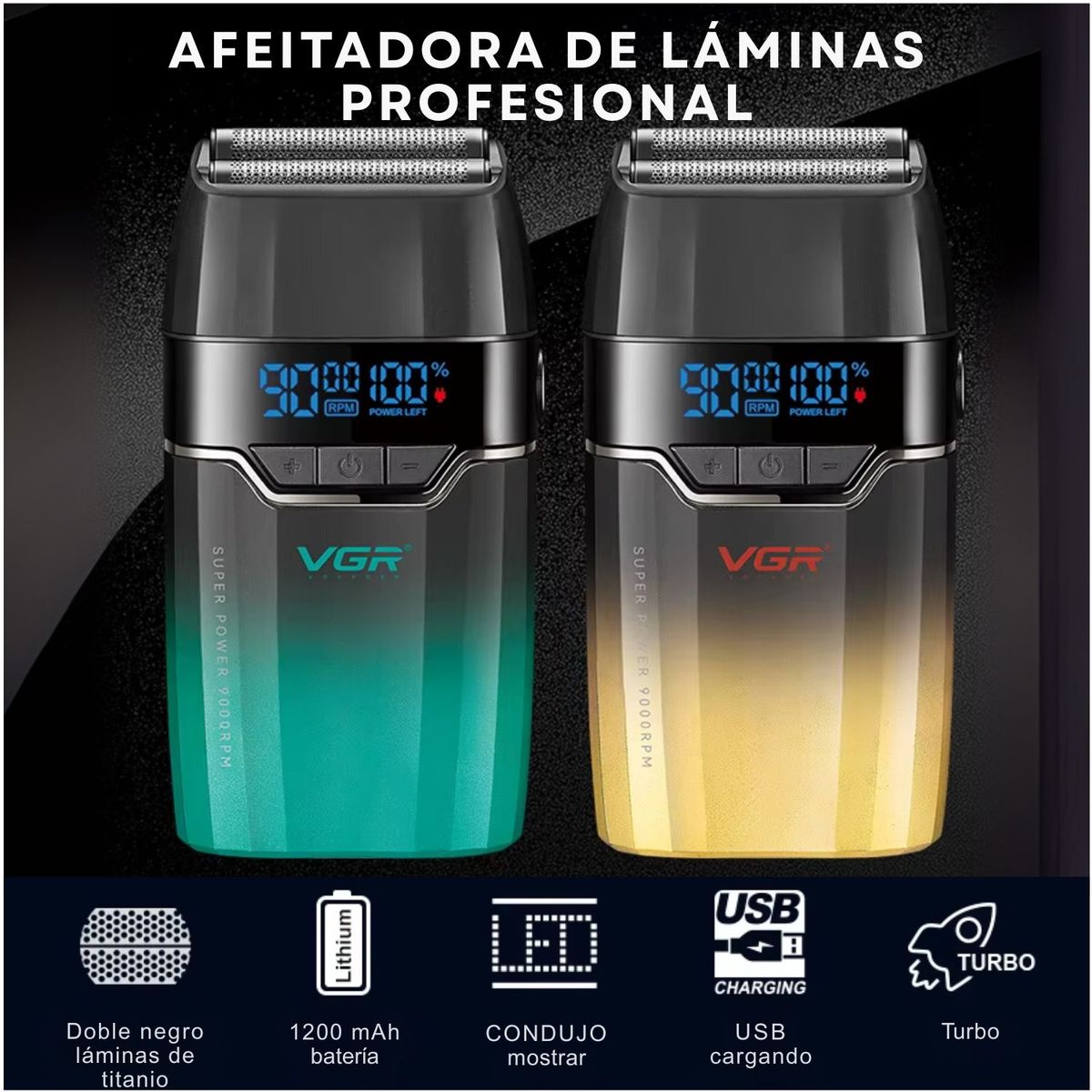 OEM - Afeitadora Eléctrica Recargable Profesional VGR 9000 RPM V-308