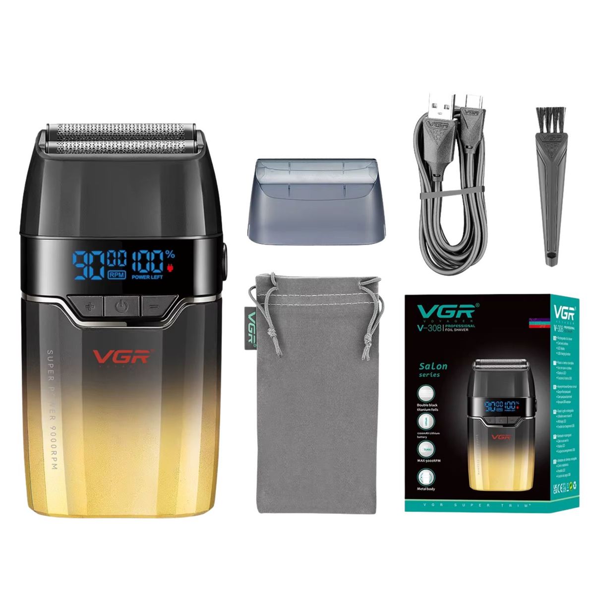 OEM - Afeitadora Eléctrica Recargable Profesional VGR 9000 RPM V-308