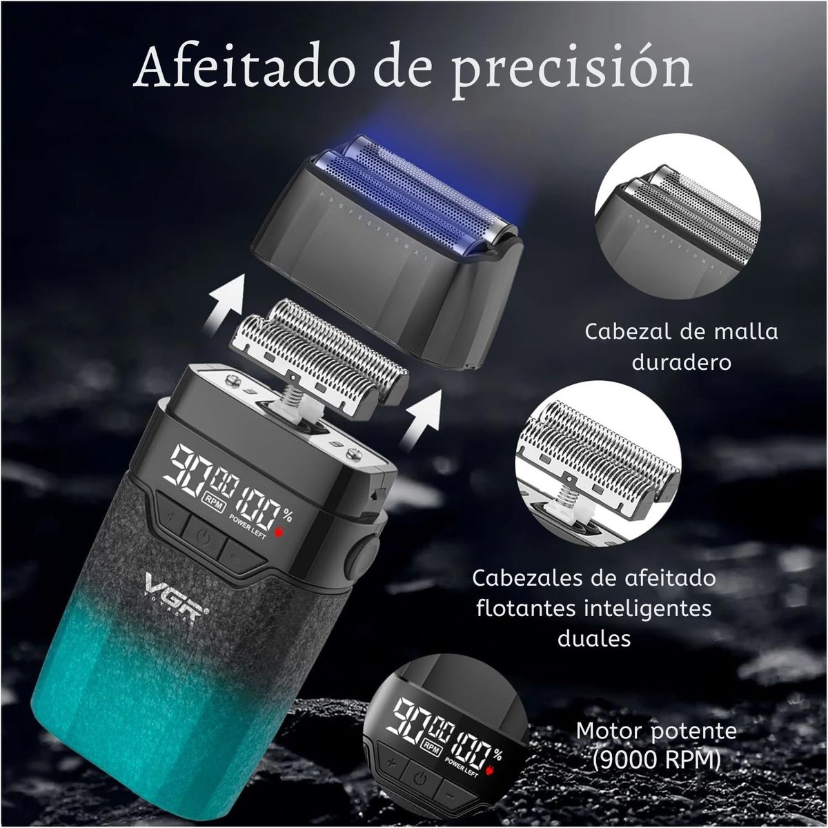 OEM - Afeitadora Eléctrica Recargable Profesional VGR 9000 RPM V-308