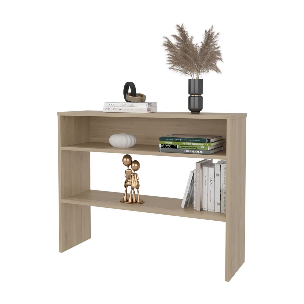 FMFURNITURE - Mueble Arrimo 2 Repisas 80X100X30 Cm Fm-001C Café Claro