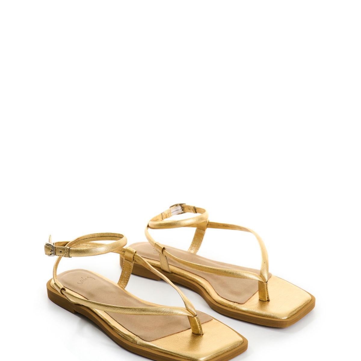 VELEZ - Vélez Sandalia Plana Cuero Folia Mujer Galera Dorado