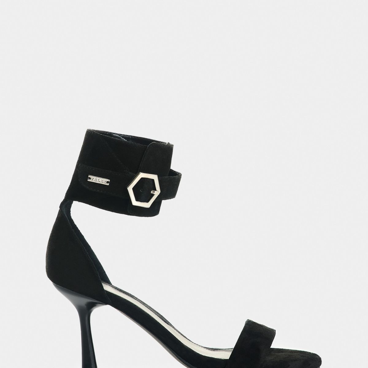 VELEZ - Vélez Sandalia Tacón Cuero Gamuzado Mujer Ophelia Negro