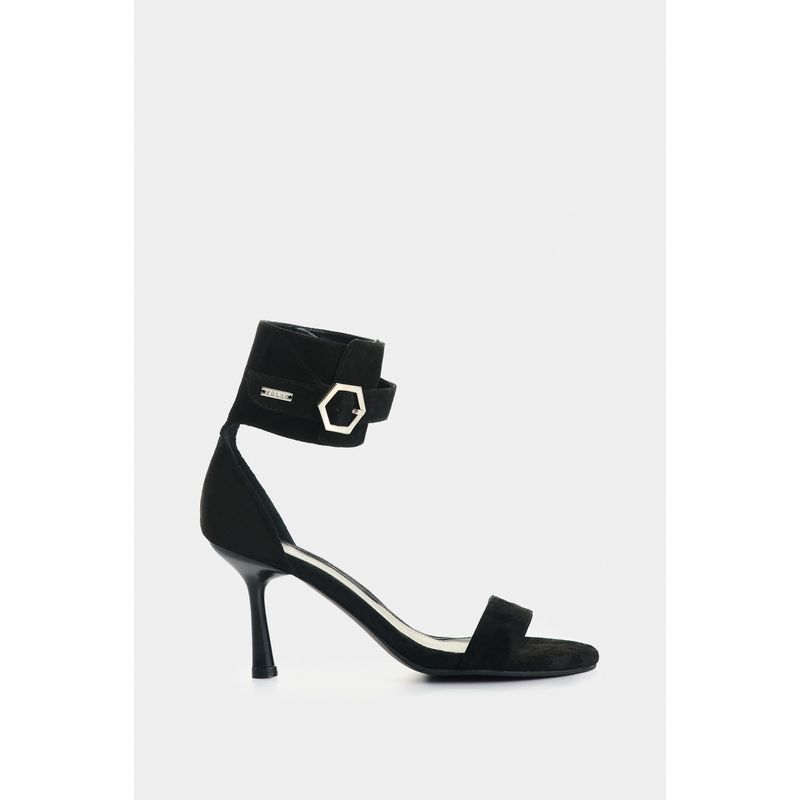 VELEZ - Vélez Sandalia Tacón Cuero Gamuzado Mujer Ophelia Negro