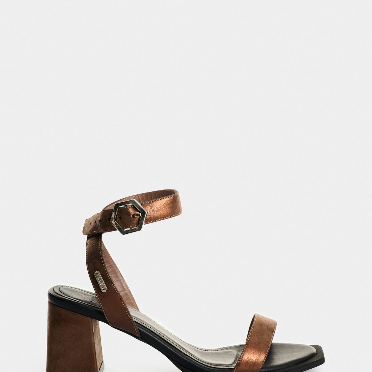 VELEZ - Vélez Sandalia Tacón Terra Cuero Mujer Brillo Bronce