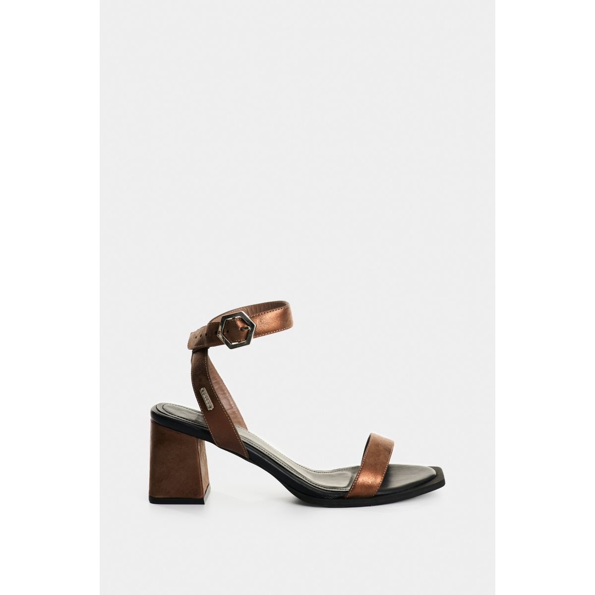 VELEZ - Vélez Sandalia Tacón Terra Cuero Mujer Brillo Bronce