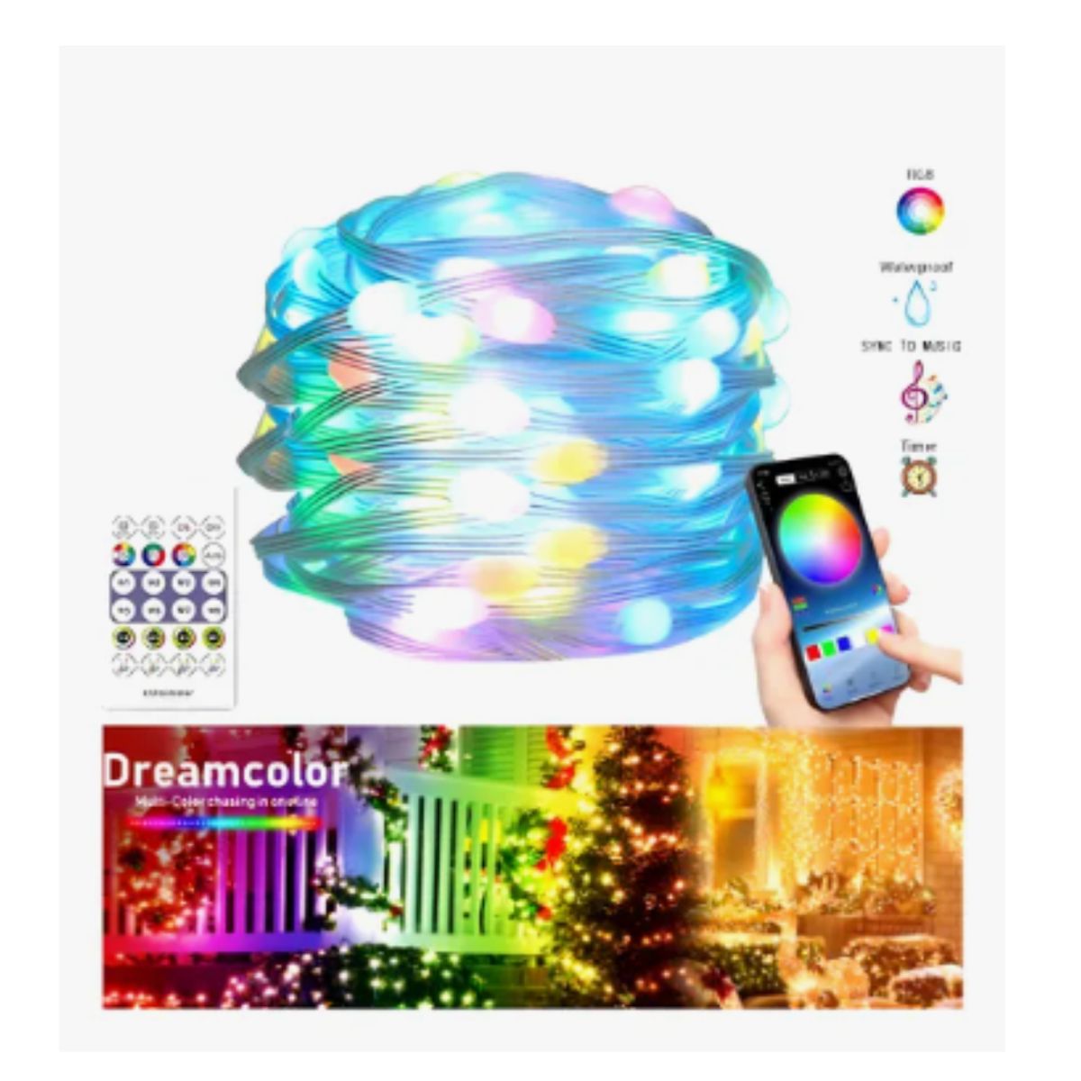 GENERICO - Luces Led Navideña Inteligente Bluetoot 10m Rgb Arbol Hogar Rgb