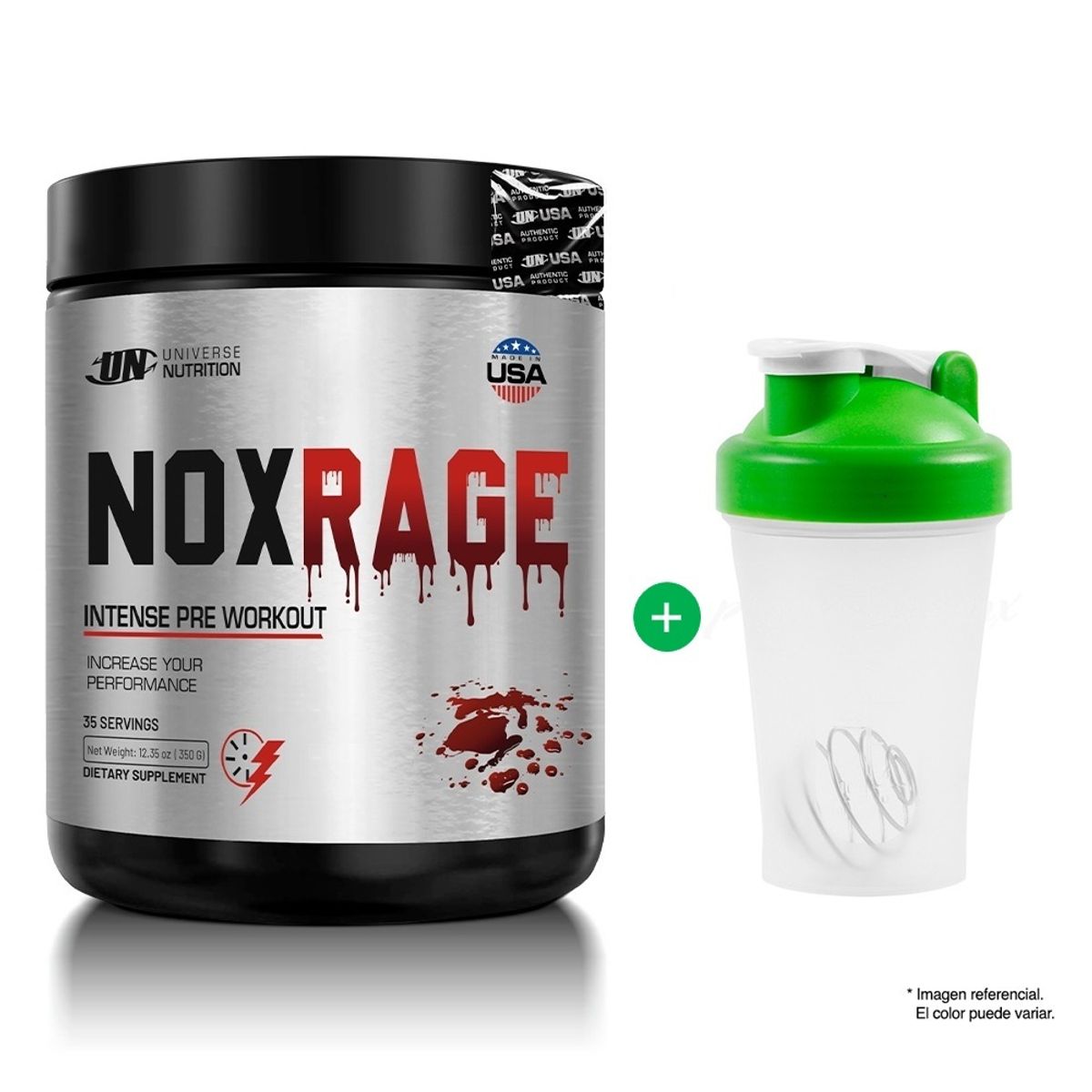 UNIVERSE NUTRITION - Pre Entreno Un Nox Rage 350gr Fruit Punch Shaker