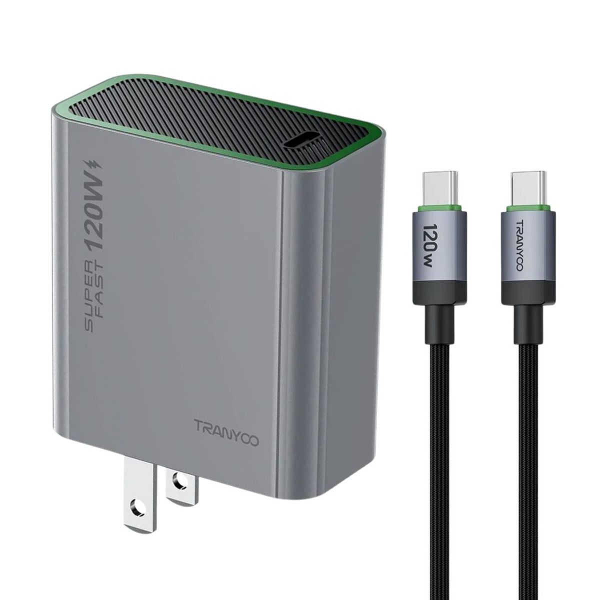 TRANYOO - Cargador GaN 120W USB-C con Cable Tipo C para CelularTablet y MacBook