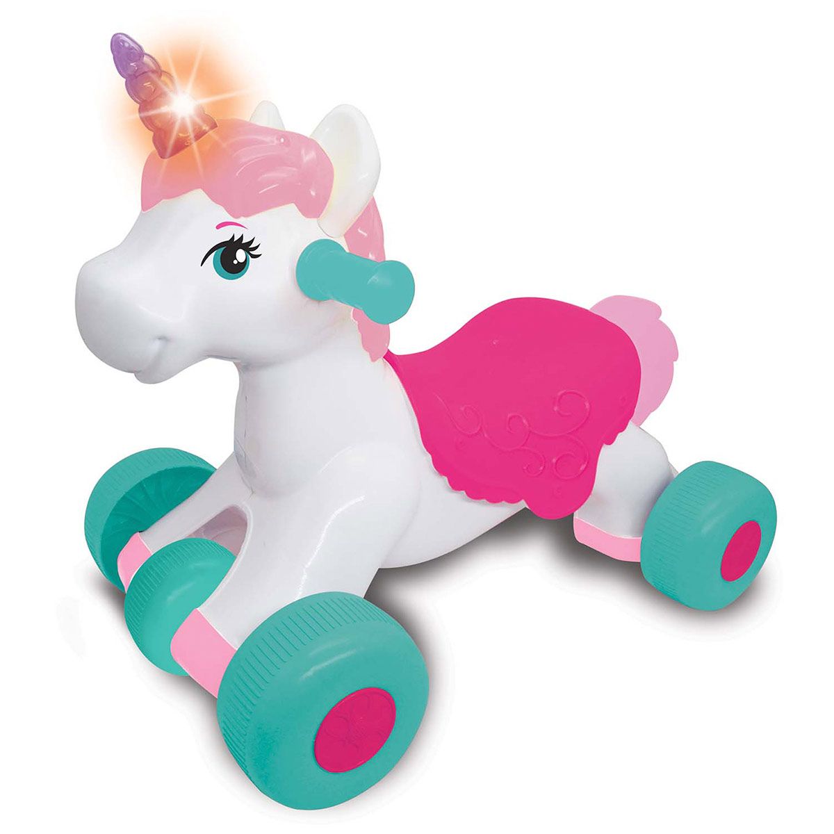 KIDDIELAND - CARRITO CORREPASILLO MONTABLE PARA NIÑOS UNICORNIO MÁGICO PASEO DE ENSUEÑO Y PLASTILINA DE REGALO