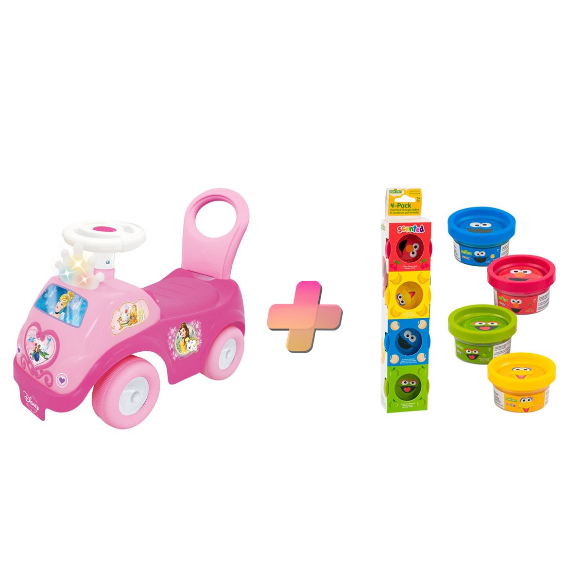 KIDDIELAND - CARRITO CORREPASILLO MONTABLE PARA NIÑOS PRINCESA BRILLANTE CARRITO CORREPASILLO MUSICAL Y PLASTILINA DE REGALO