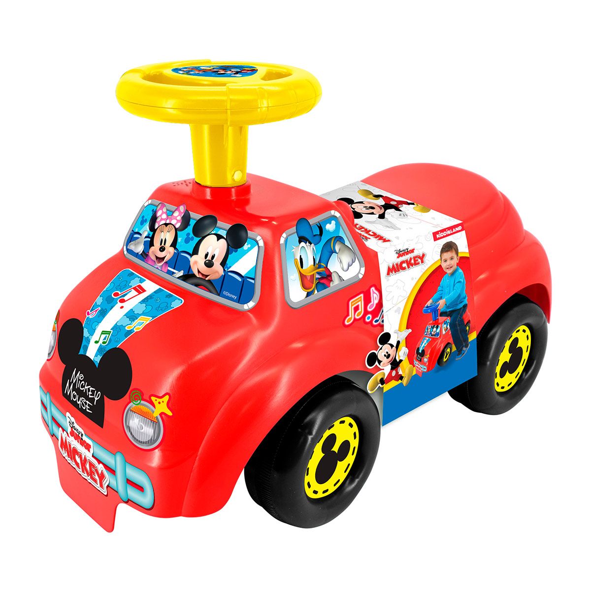 KIDDIELAND - CARRITO CORREPASILLO MONTABLE PARA NIÑOS MI PRIMER MICKEY AUTO DE PASEO Y PLASTILINA DE REGALO