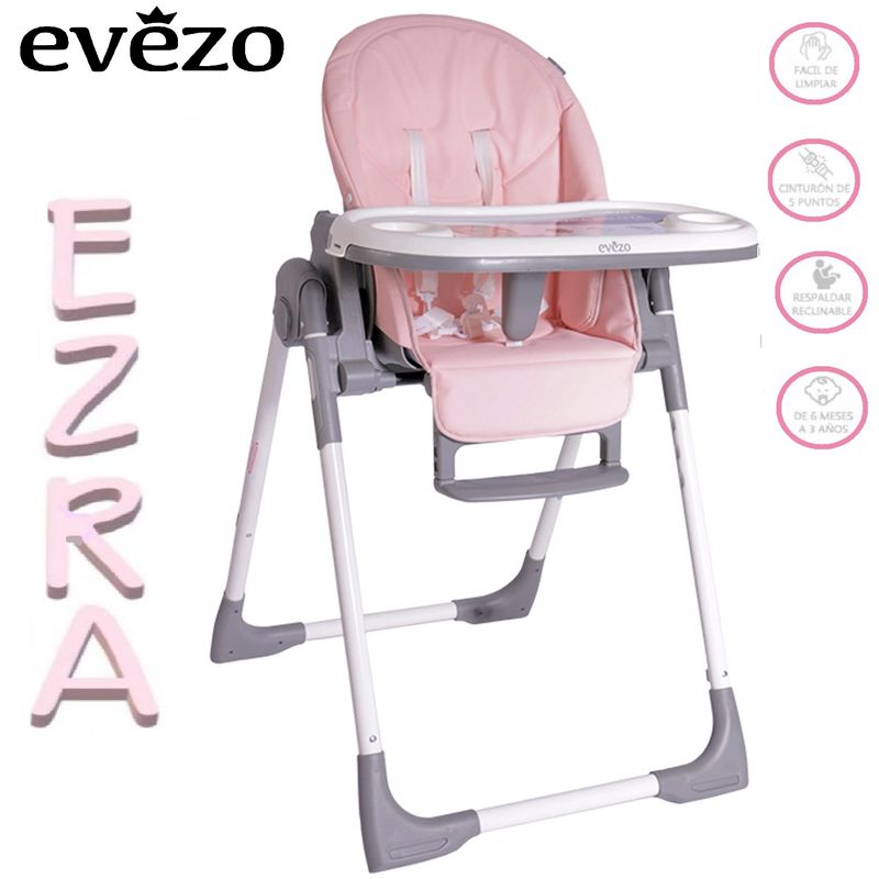 EVEZO - Silla de Comer con Llantas Ezra Rosado
