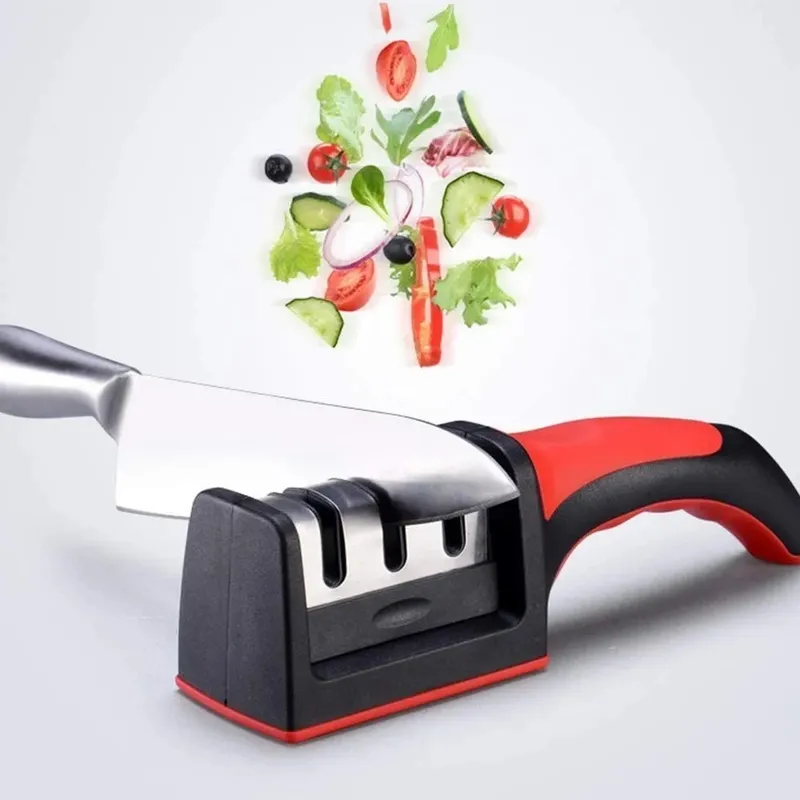 GENERICO - Afilador De Cuchillos Y Tijera Con 3 Ranuras Cocina Cuchillo