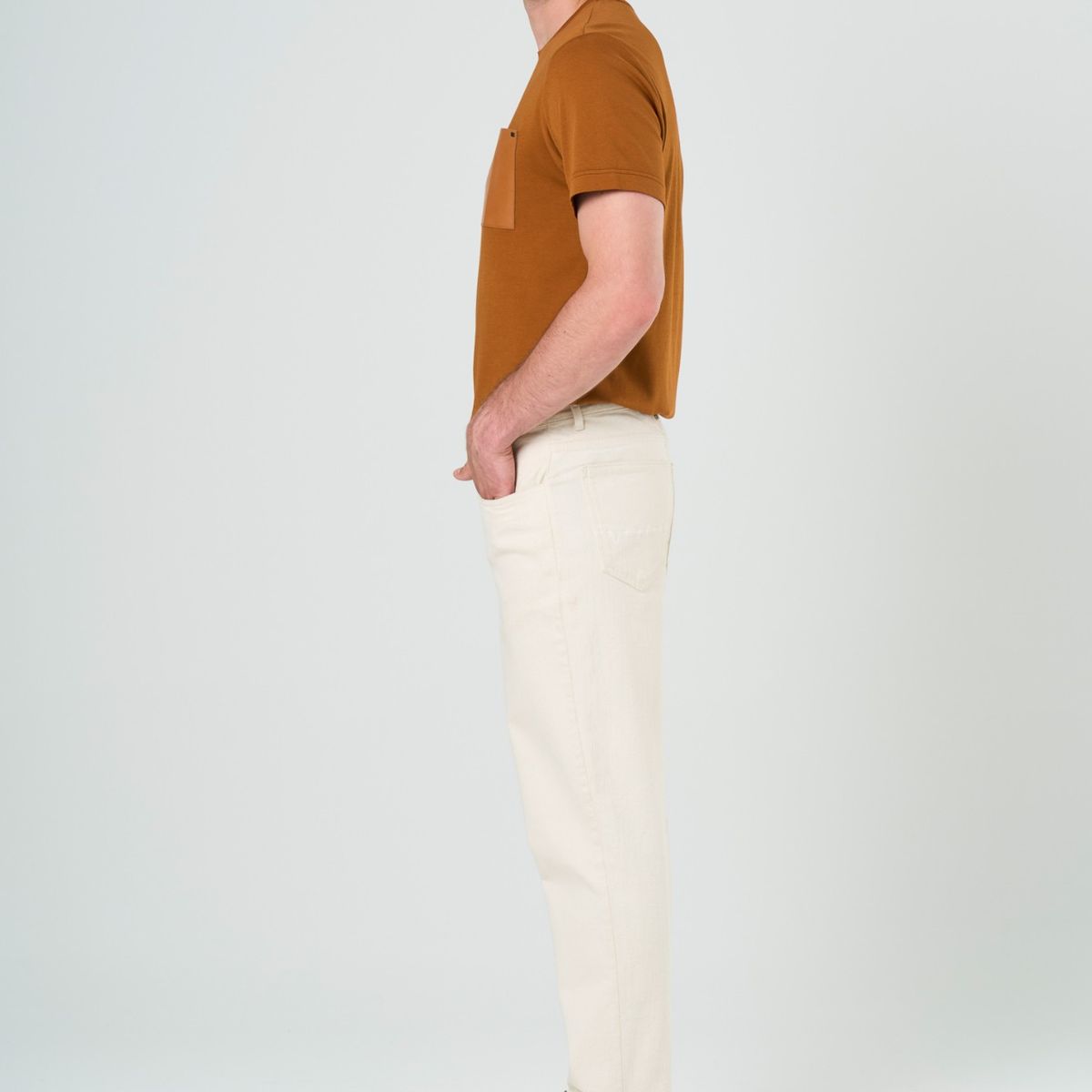 VELEZ - Vélez Camiseta En Algodón Hombre Bolsillo Cuero Cafe Claro