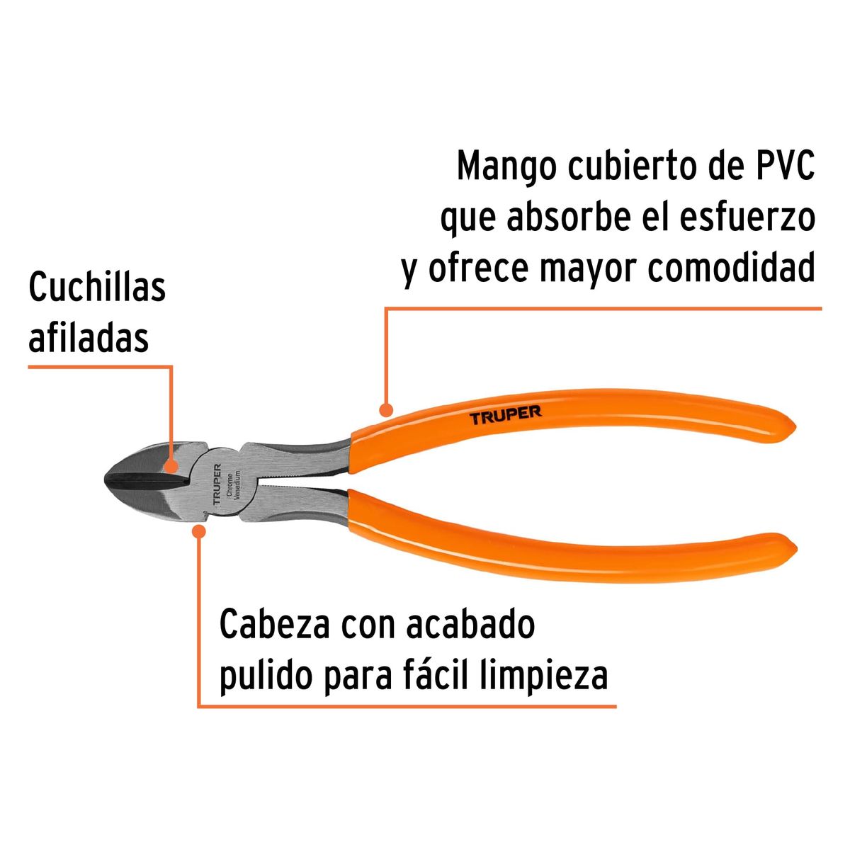 TRUPER - ALICATE DE CORTE DIAGONAL MANGO PVC 8” 20cm TRUPER