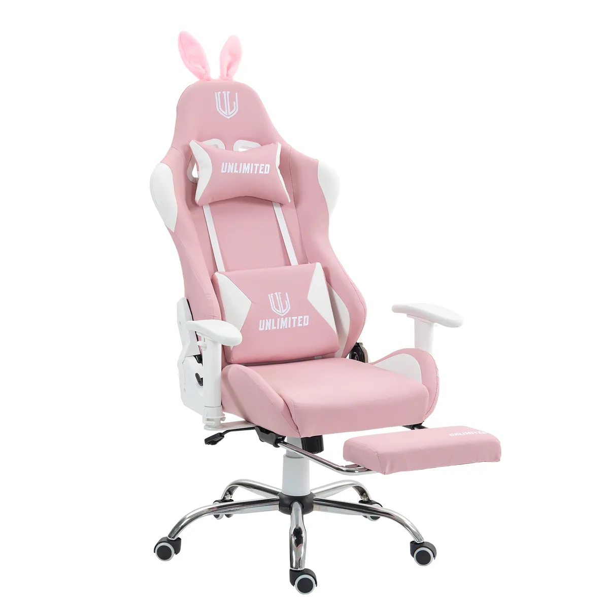 UNLIMITED - Silla Gamer Ergonómica Hera Pink Posapies 180° Masajeador Lumbar