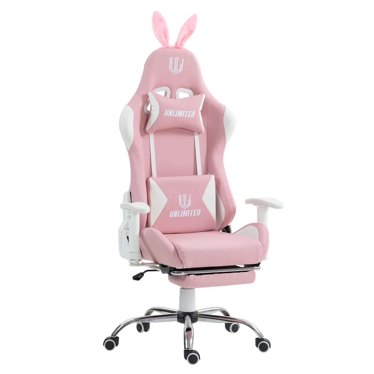 UNLIMITED - Silla Gamer Ergonómica Hera Pink Posapies 180° Masajeador Lumbar