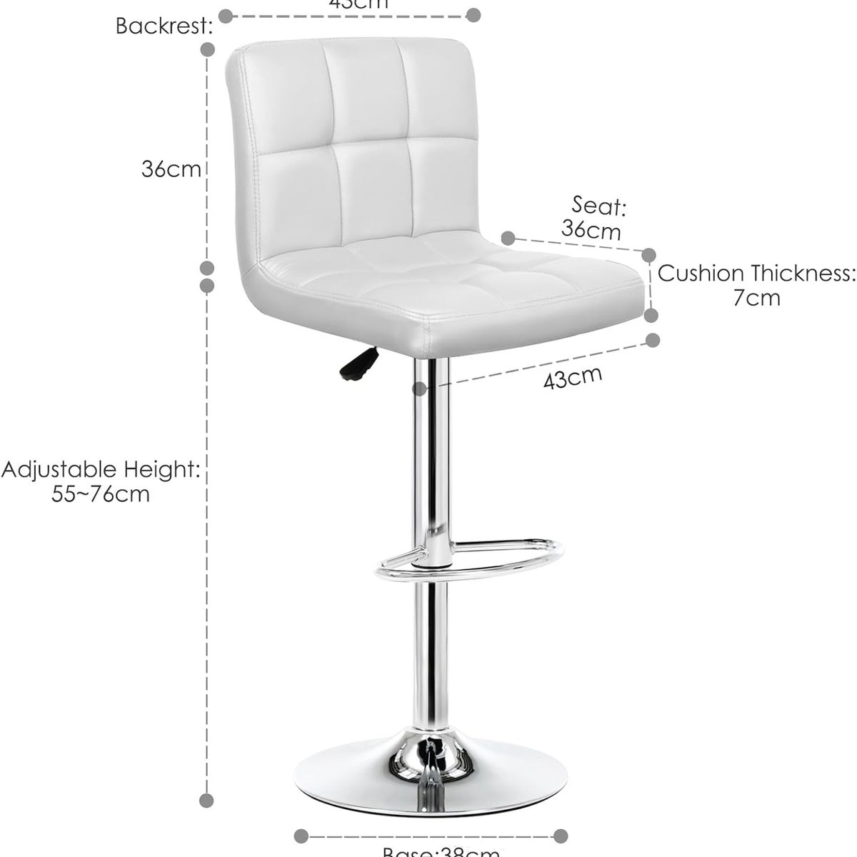 GENERICO - SET X2 BANCO SILLA BAR CUERO PU LEANEX BLANCO