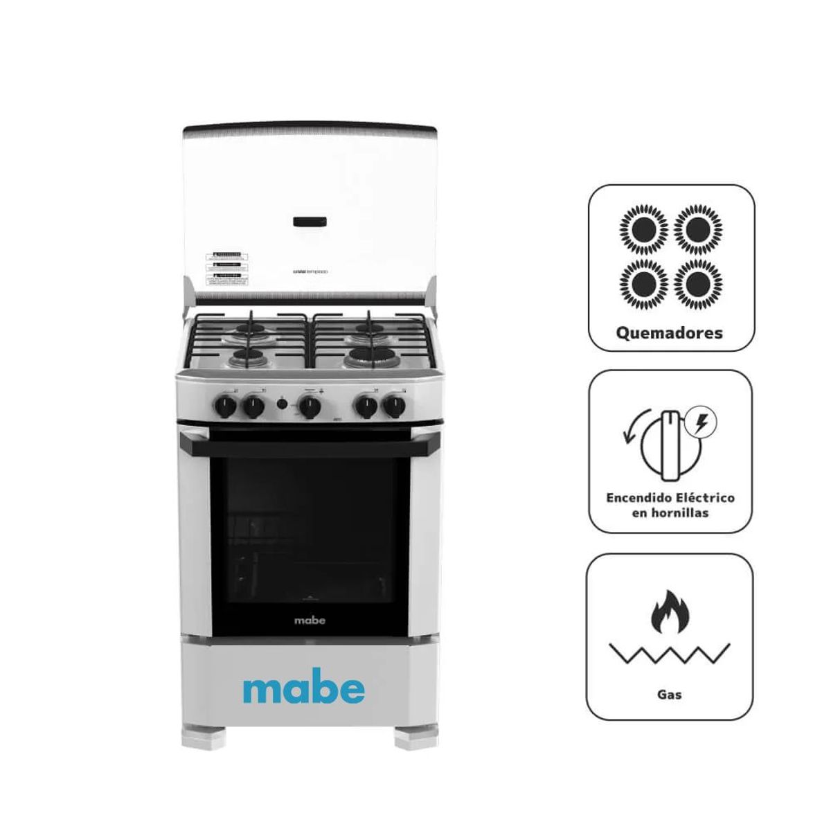 MABE - Cocina a Gas MABE 4 Quemadores CMP6012AG1 Silver