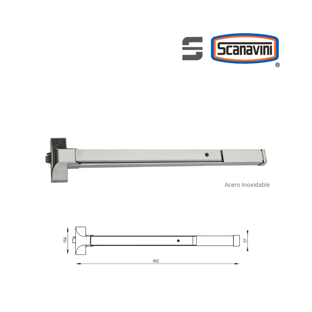 SCANAVINI - Barra Antipánico DT-F1500RA-S Acero Inox