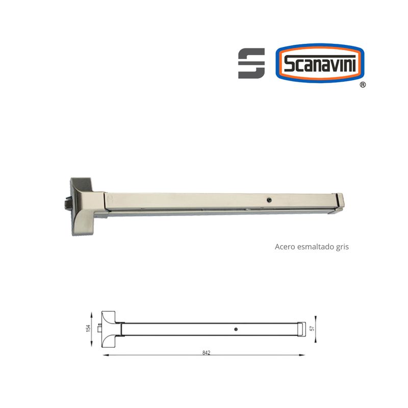 SCANAVINI - Barra Antipánico DT-F1200RA-P Acero Esmaltado gris RETARDANTE AL FUEGO