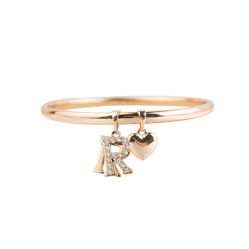 CLEO JOYAS & ACCESORIOS - Puñera Inicial R Corazón Rose