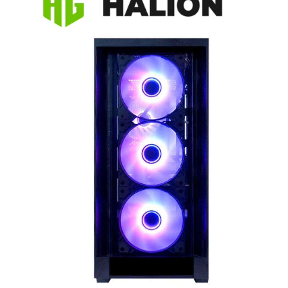 HALION - Case gamer micro DEFENDER TG Sin fuente con 3 cooler HALION