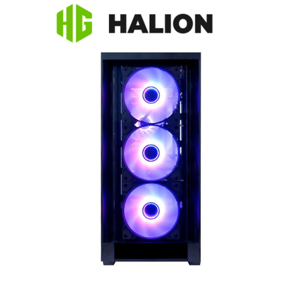 HALION - Case gamer micro DEFENDER TG Sin fuente con 3 cooler HALION
