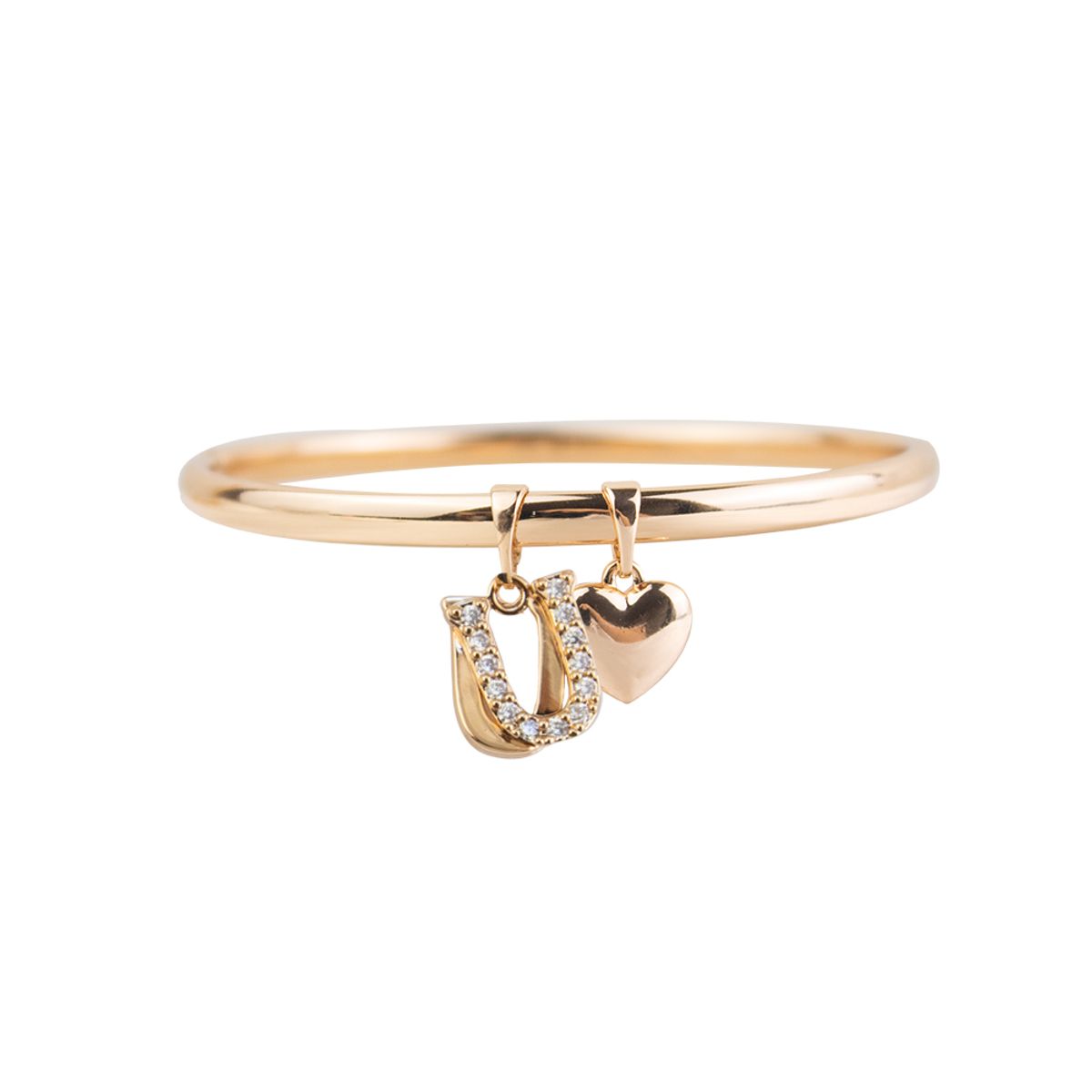 CLEO JOYAS & ACCESORIOS - Puñera Inicial U Corazón Rose