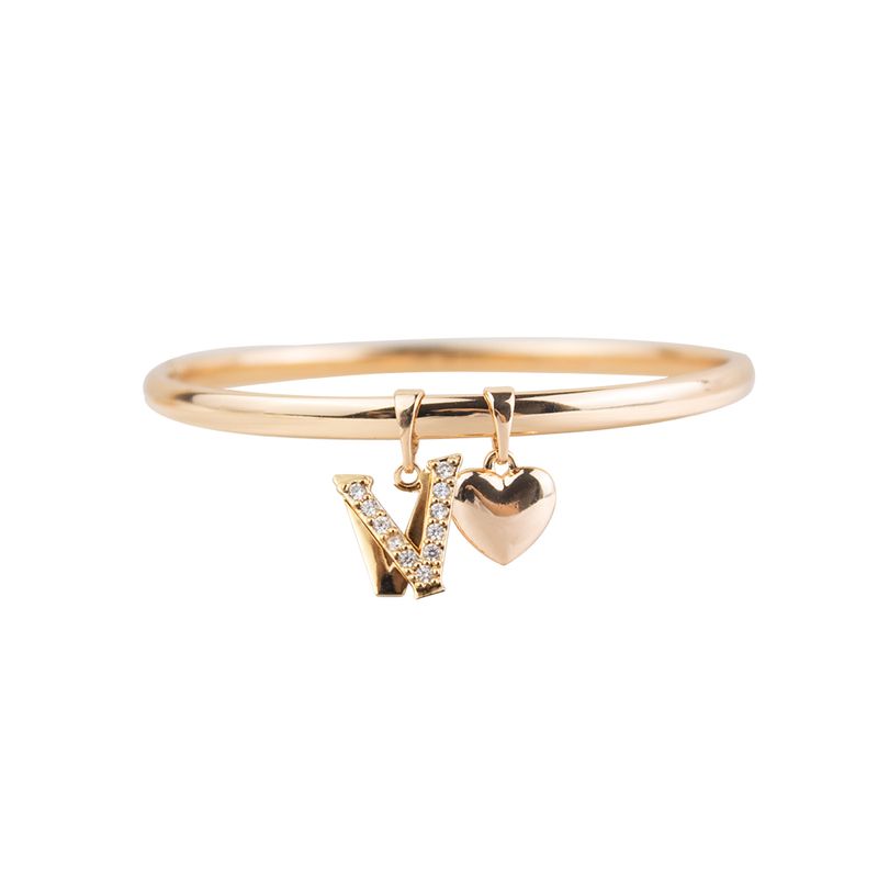 CLEO JOYAS & ACCESORIOS - Puñera Inicial V Corazón Rose