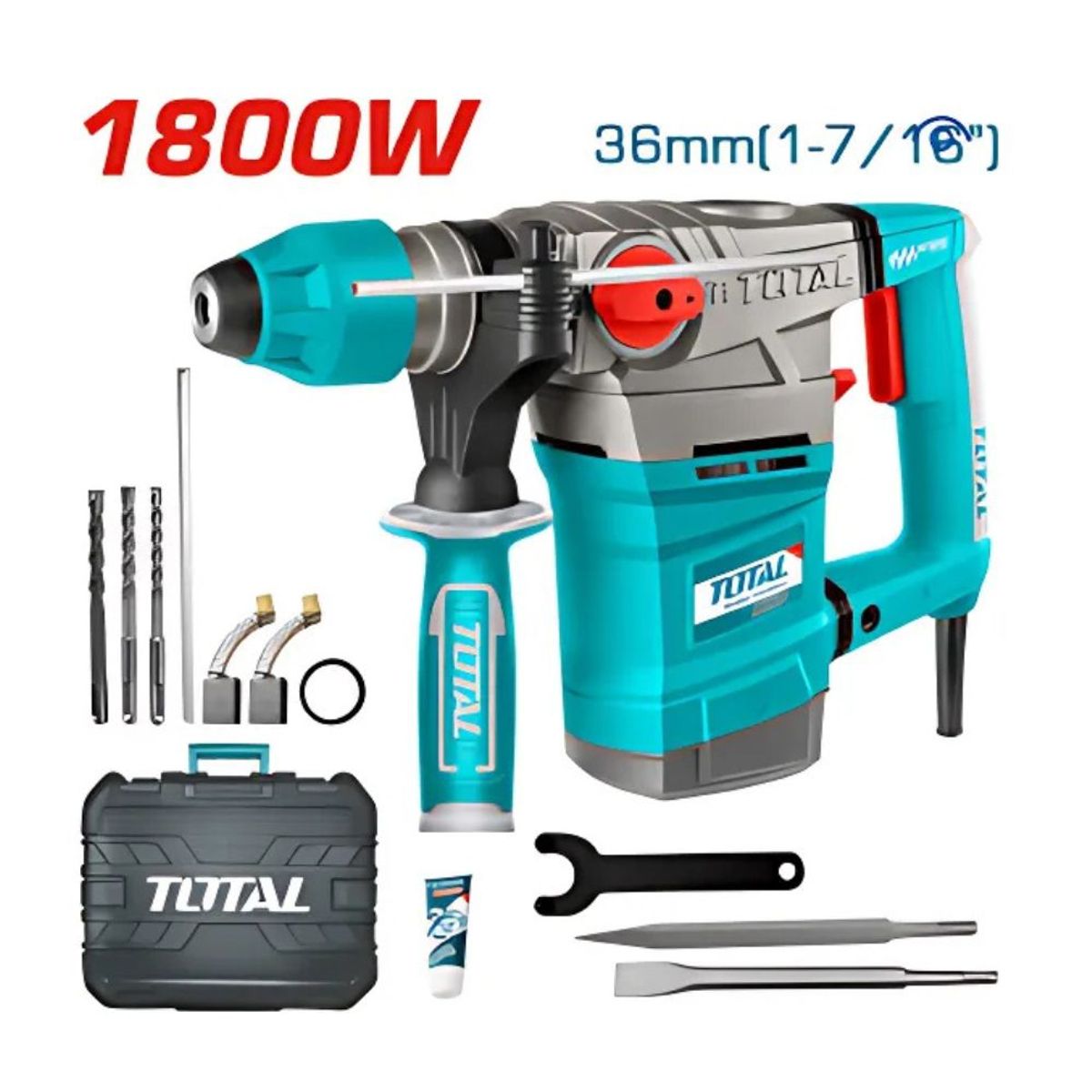 TOTAL TOOLS - Rotomartillo de 1800W SDS PLUS+ 36MM Industrial Total - TH118366