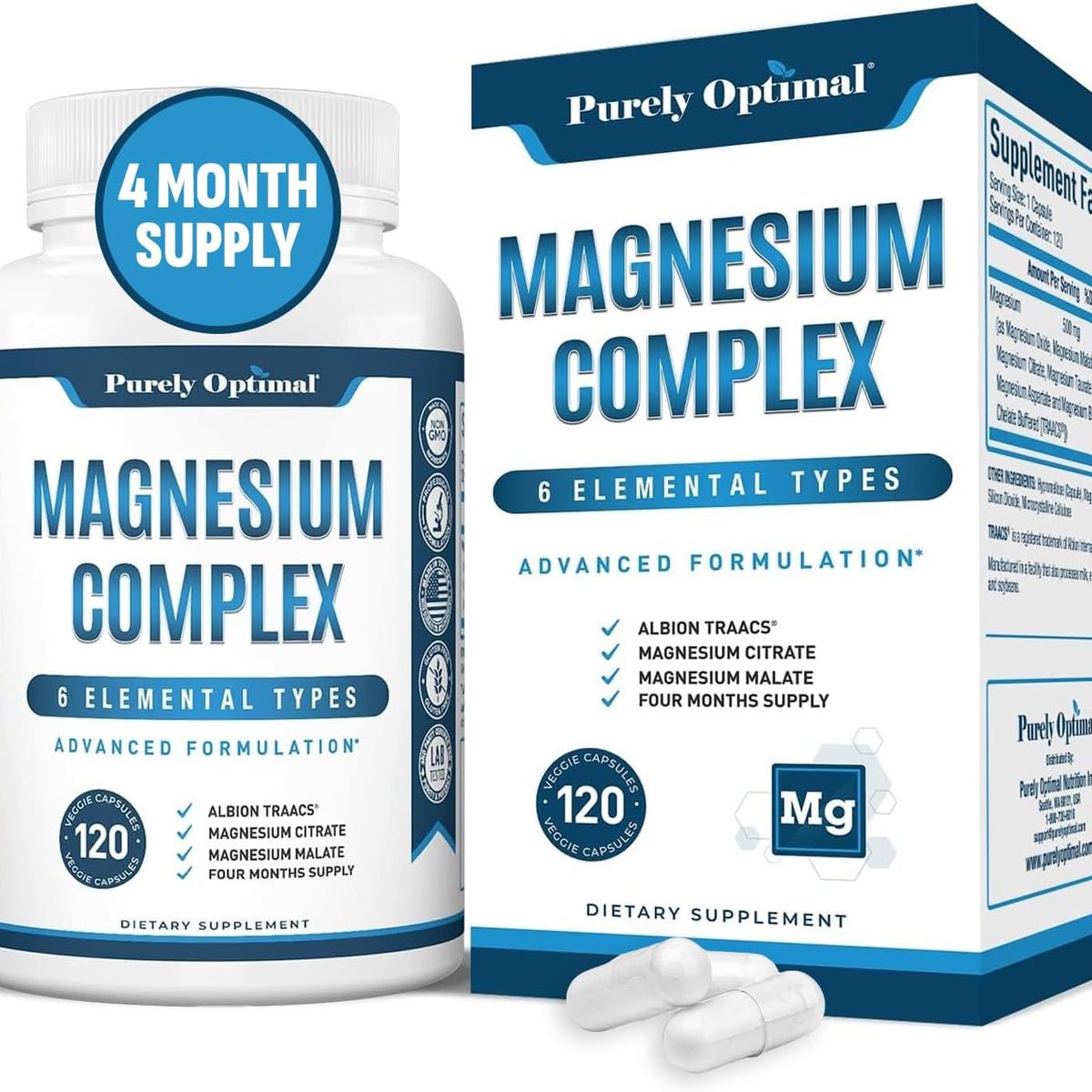 GENERICO - Purely Optimal Magnesium Complex 6 Tipos de Magnesio 500 mg